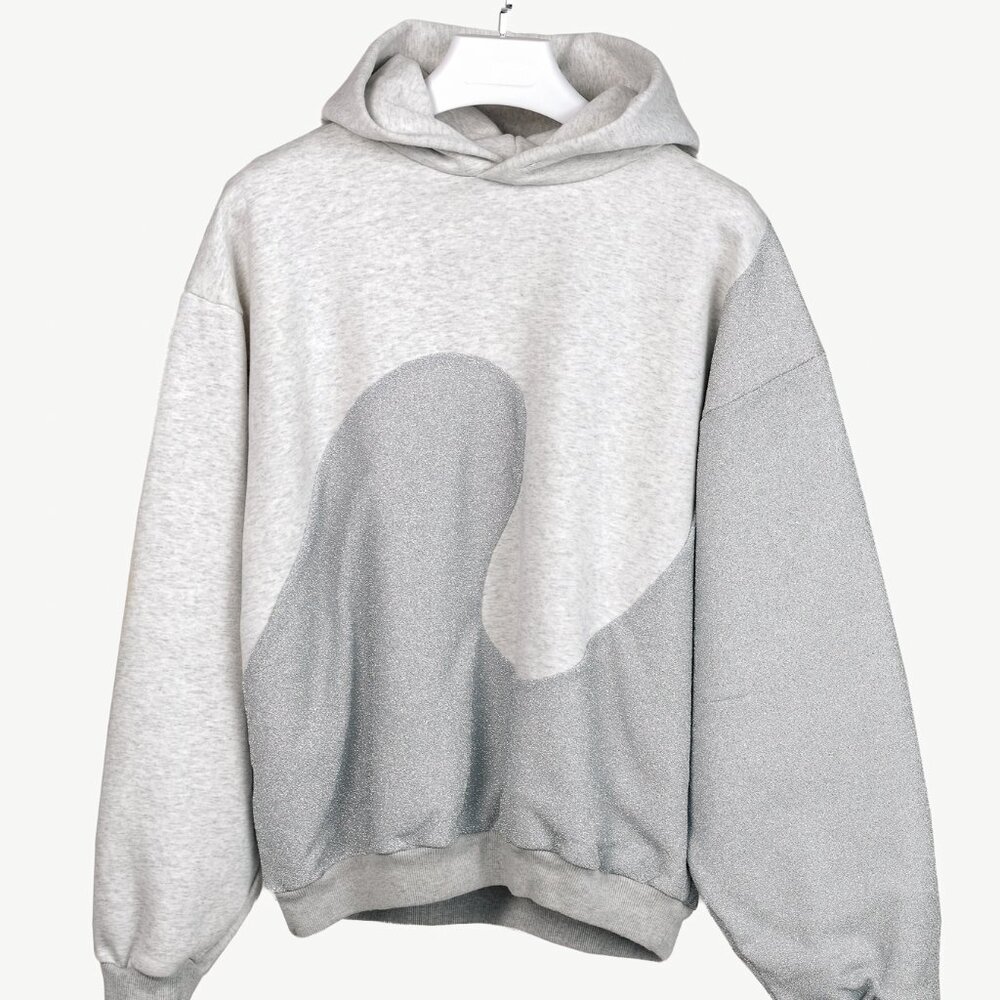 Dior x ERL Resort 23 Runway Gray Heathered Cotton Fleece Swirl Hoodie - Picture 2 of 12